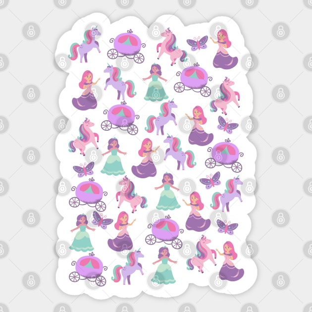 unicorn and princess pattern Sticker by Aesthetic_cornerr